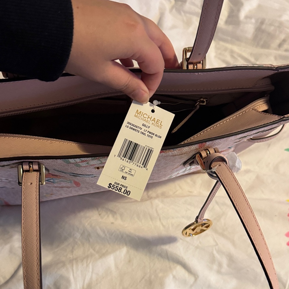 Michael Kors Pink Shoulder Bag with Tropical Print - Picture 3 of 10
